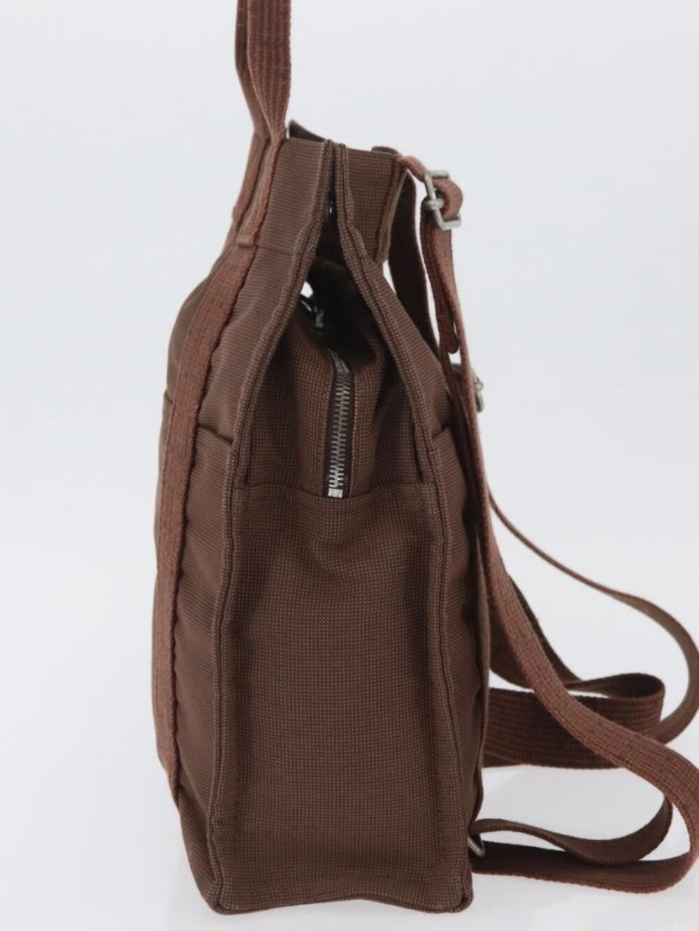 HERMES Her Line Sac A Dos Backpack Canvas Brown Silver Auth ARZ289 - Picture 4 of 16